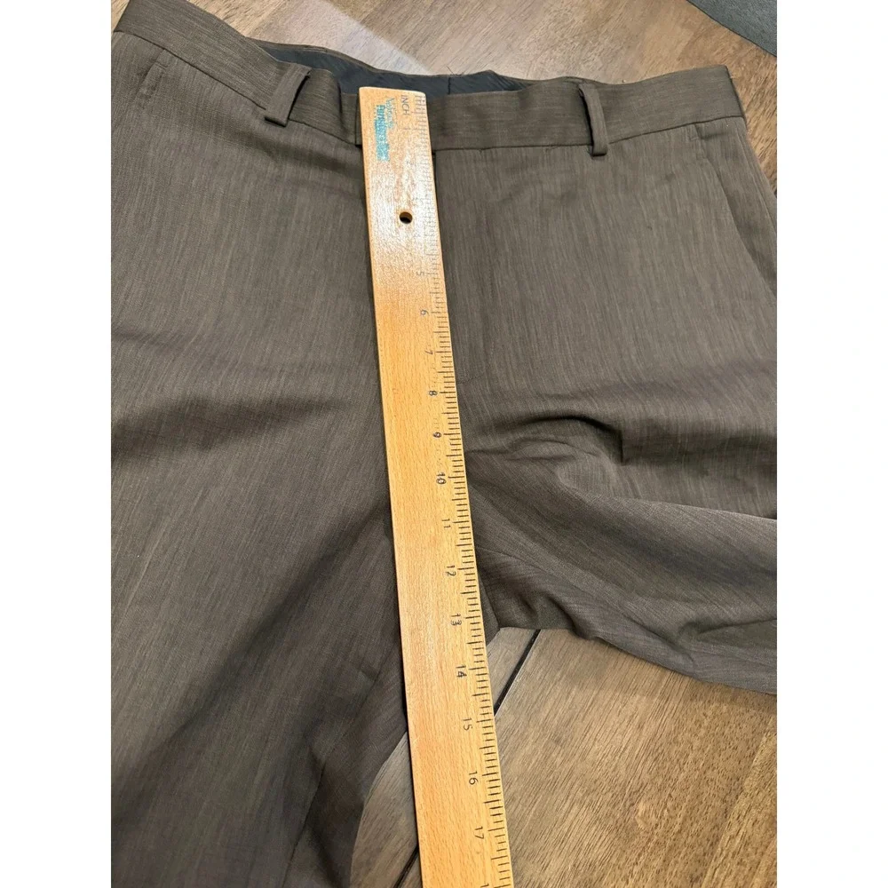 Kenneth Cole Reaction Mens Brown Heathered Flat Front Dress Pants 33x32